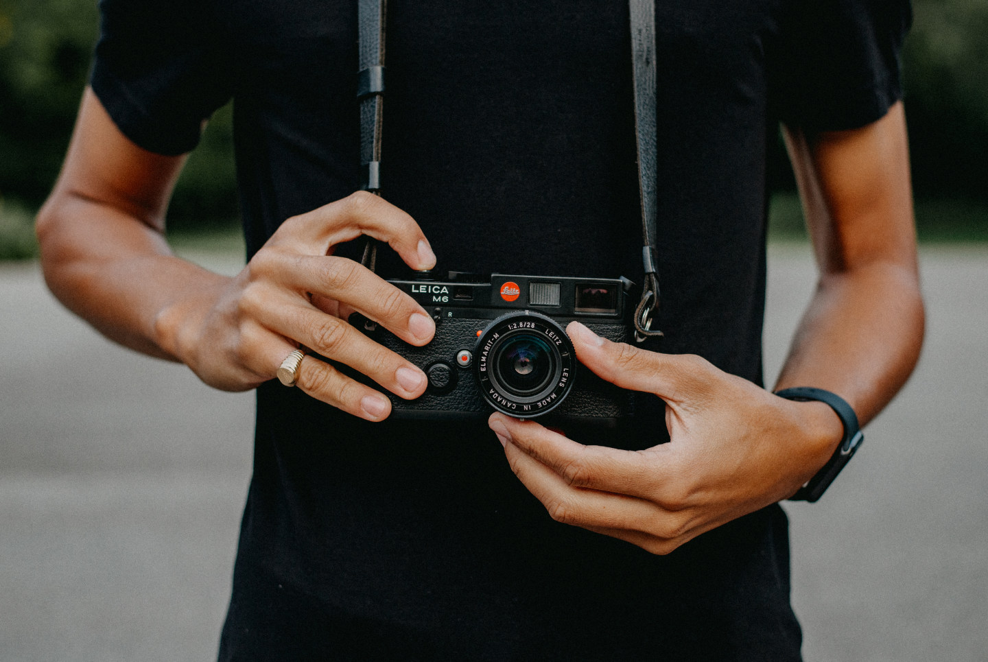 Leica M6 Classic in Djibril's hands to show the ergonomics